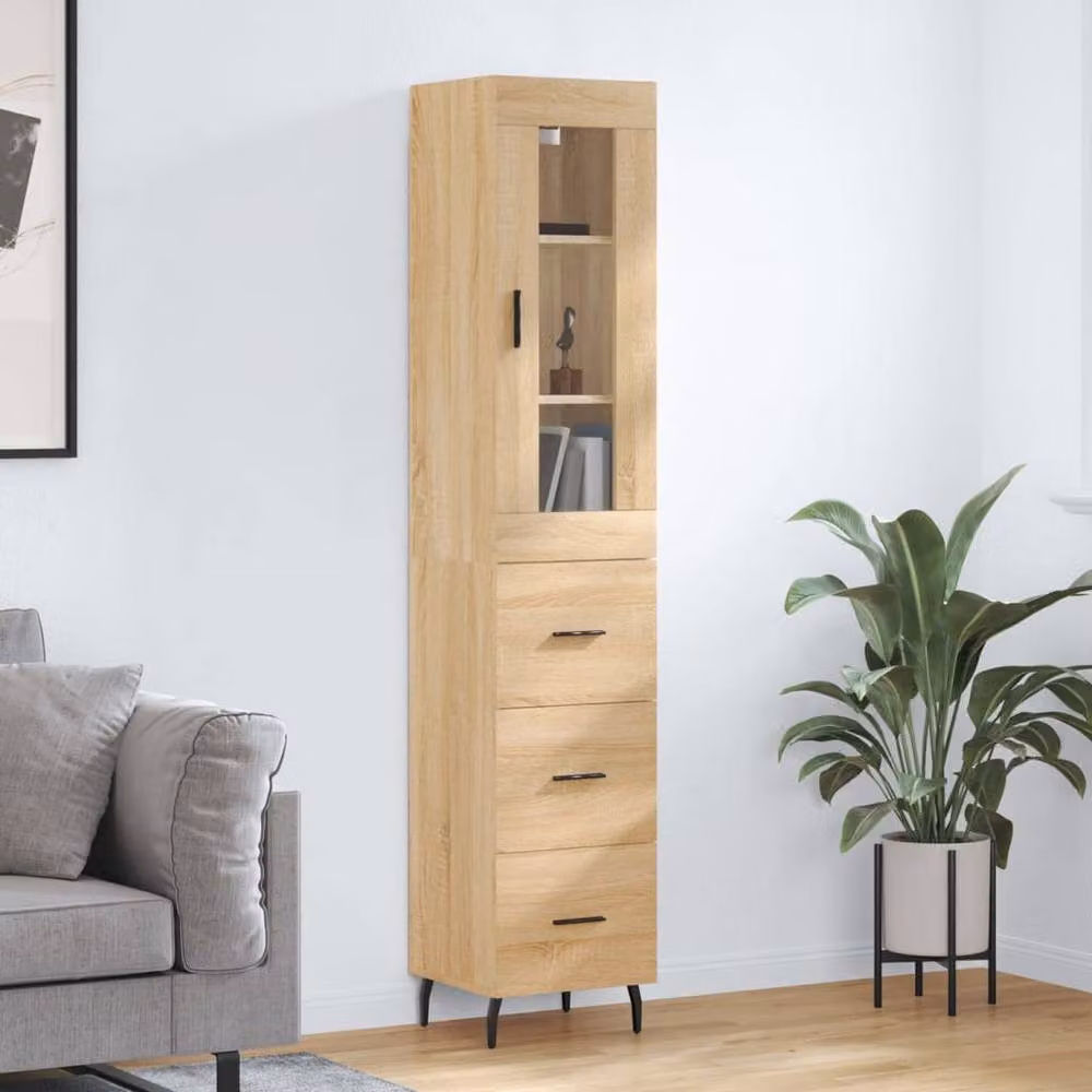 Berkfield Home Sonoma Oak Highboard in Light Oak, W/D/H: 34.5 x 34.5 x 180 cm – 2