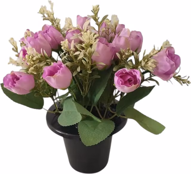 Kingsbury Gifts Artificial Rose Mix Remembrance Grave Pot in Purple