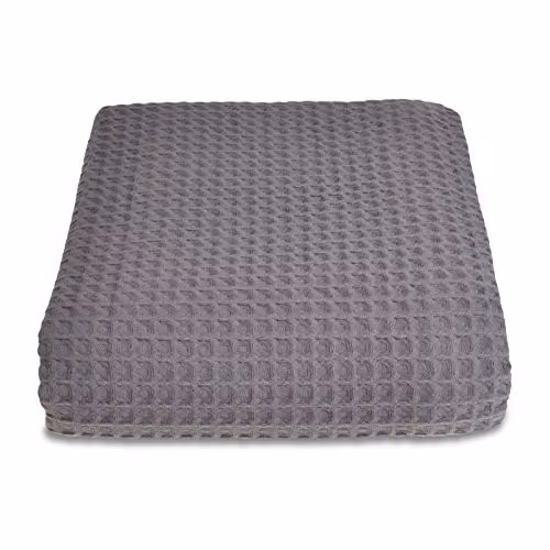 Allure Bath Fashions Luxury Waffle Cotton Blanket in Grey, W/D/H: 250 x 260 cm