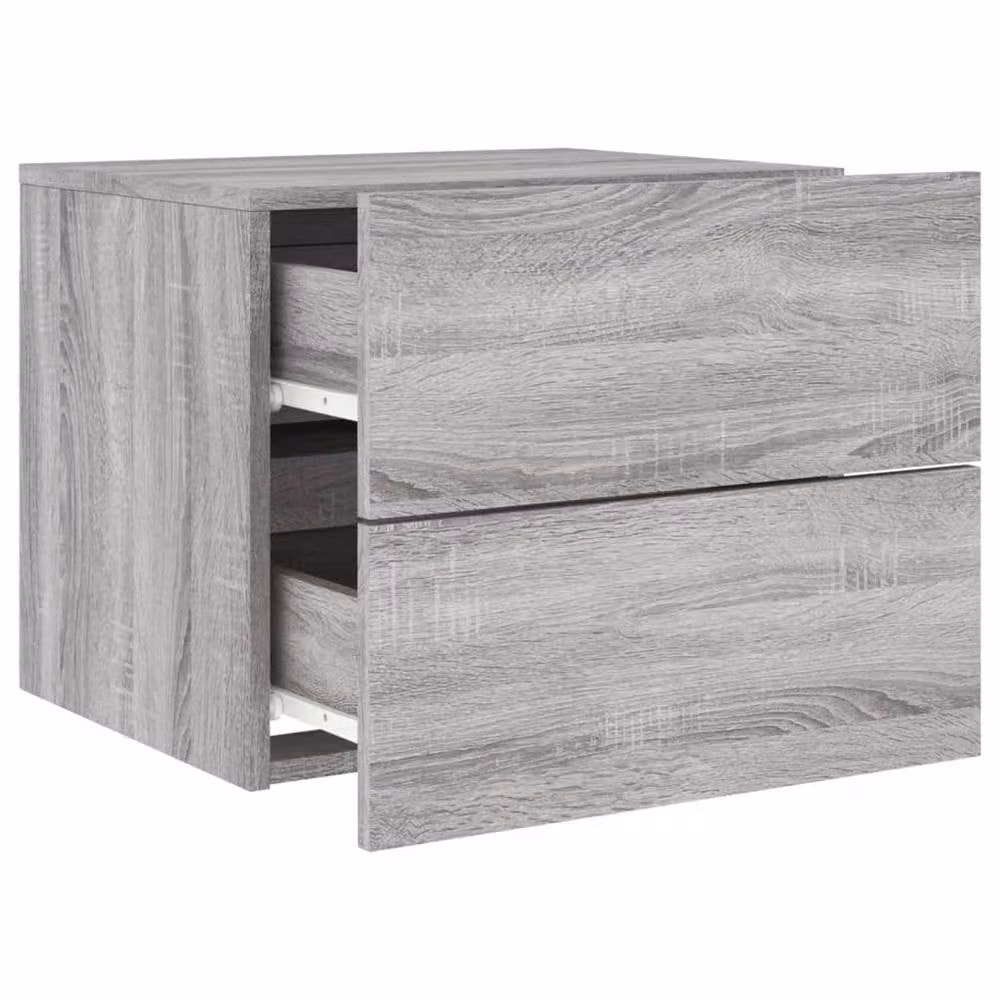 Berkfield Home Wall-mounted Bedside Cabinet with Integrated LED Lights in Grey Sonoma – 4