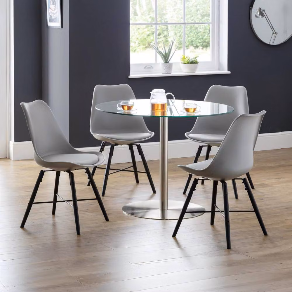 Cheshire Rosedale Modern Dining Chairs with Grey Seats and Black Metal Legs - Set of 2 – 4