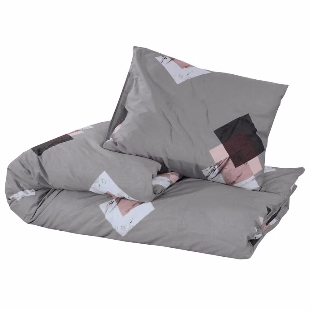 Berkfield Home Grey Cotton Duvet Cover and Pillowcase Set, W: 140 cm, H: 200 cm – 3