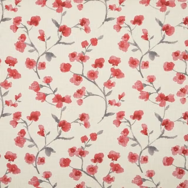 Terrys Como Fabric Cherry Red Floral Cotton Nature Print