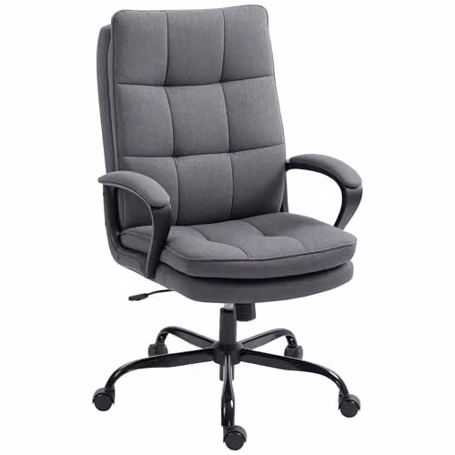 HOMCOM Fabric Office Chair with Armrests and Swivel Castors, Grey