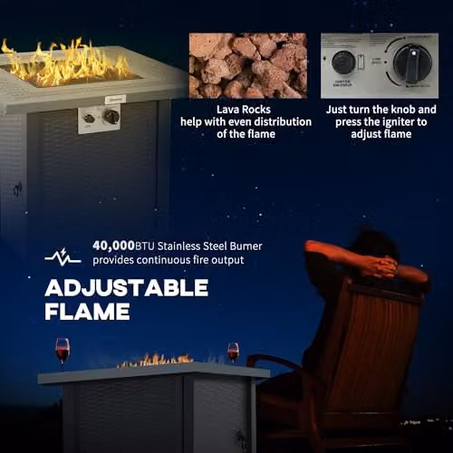 Outsunny Square Propane Gas Fire Pit Table in Dark Grey, W/D/H: 71 x 71 x 62 cm – 5