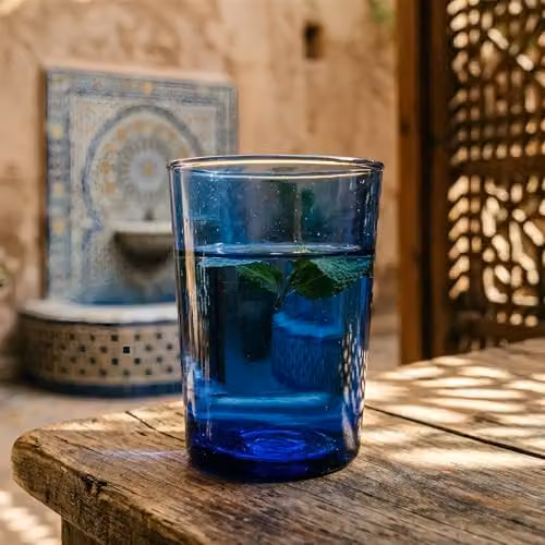Nicola Spring Meknes Hand-Blown Blue Glass Tumblers, Set of 6, 215ml – 4