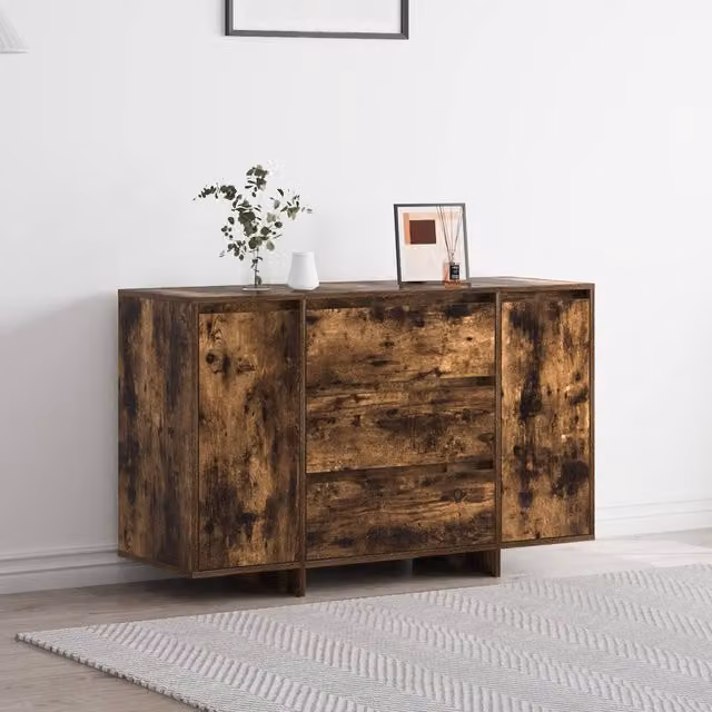 Berkfield Home Smoked Oak Sideboard in Brown, W/D/H: 120 x 41 x 75 cm – 1