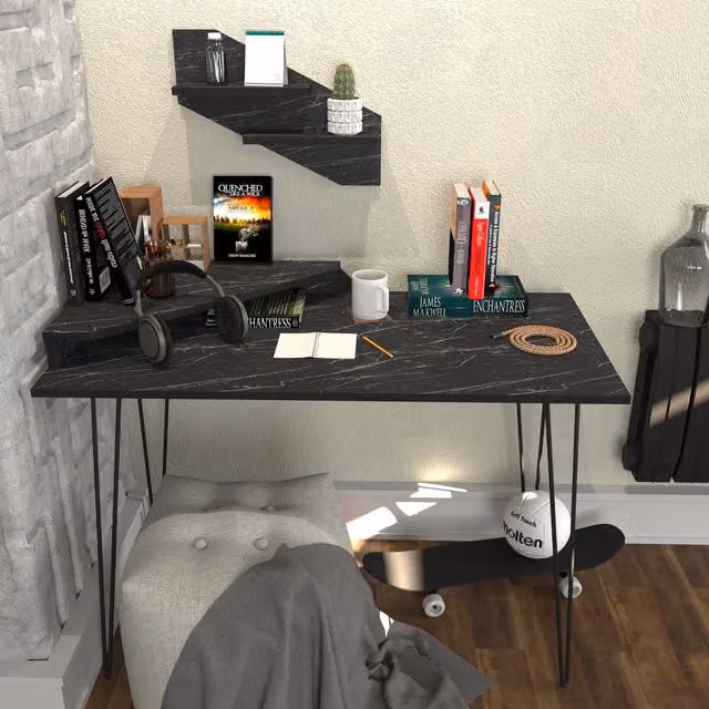 Decorotika Desalvo Computer Desk in Black, W/D/H: 120 x 60 x 75 cm