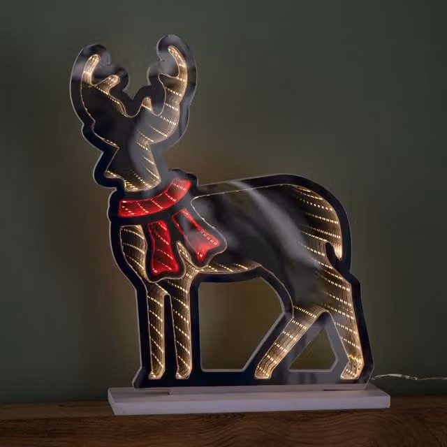 Samuel Alexander 40cm Reindeer Christmas Infinity Light with Red and White LEDs – 1