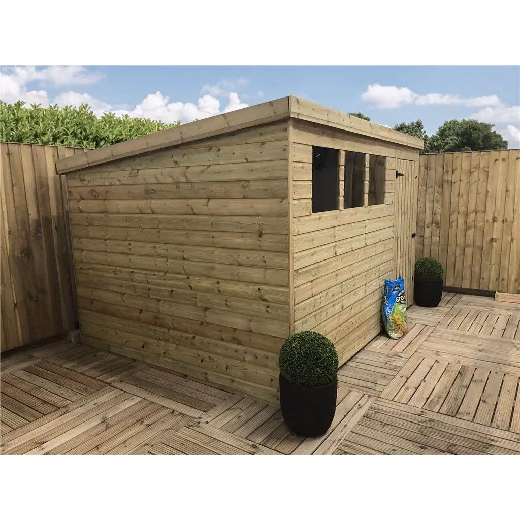 Marlborough Pressure Treated Pent Garden Shed with Single Door in Natural – 2