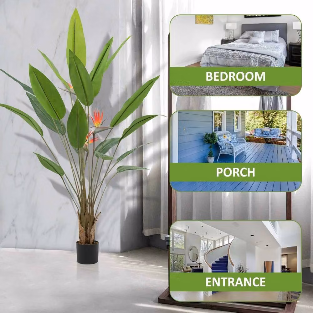 Kelvenix Large Artificial Bird of Paradise Tree in Green, Height: 180 cm – 3