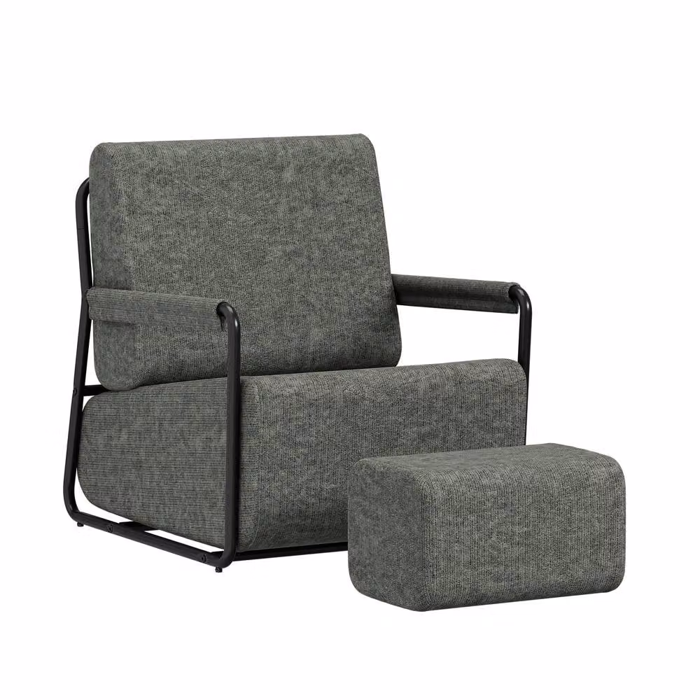 SoBuy Modern Recliner Chair with Ottoman and USB Charging in Dark Grey – 2
