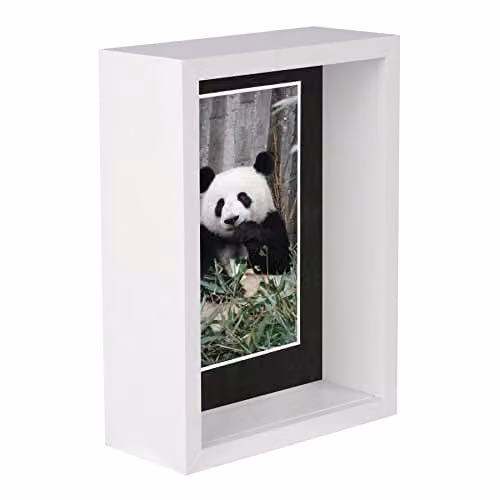 Nicola Spring Pack of 5 White 3D Deep Box Wooden Photo Frames with Black 4 x 6 inch Mount
