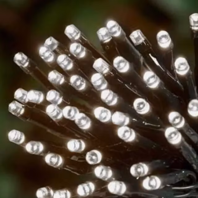 Garden Mile White Solar Powered LED String Lights with Black Cable