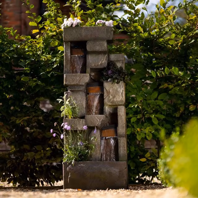 Primrose Higgledy Brown Stone Effect Tiered Cascade Water Wall and Planter