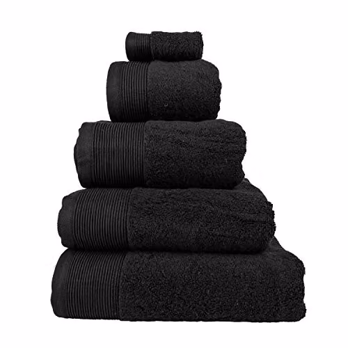 Homescapes Black Striped Cotton Bath Towel, 700 GSM, W/H: 70 x 130 cm
