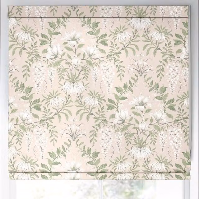 Laura Ashley Parterre Made to Measure Blackout Roman Blind in Blush Pink Floral Design