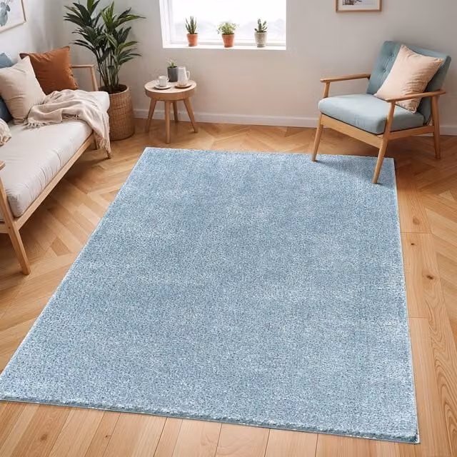 Livabliss Cloudy Shag Soft Plush Pile Living Room Rug in Blue, W: 140 cm, L: 200 cm – 1