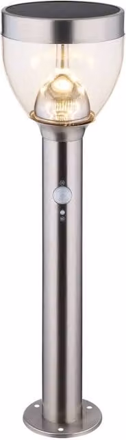Netlighting Solar LED Outdoor Bollard Light in Grey Stainless Steel with Motion Sensor and Warm White 3000K IP44 Rating
