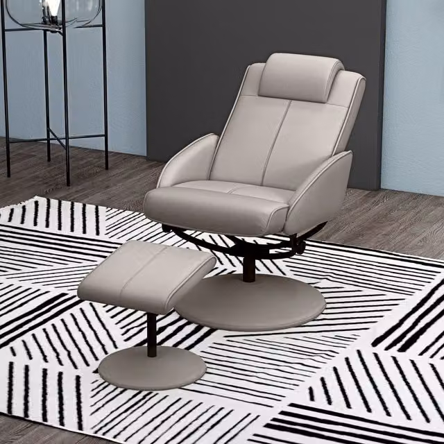 HOMCOM Grey Relax Recliner Chair with Ottoman and Metal Frame