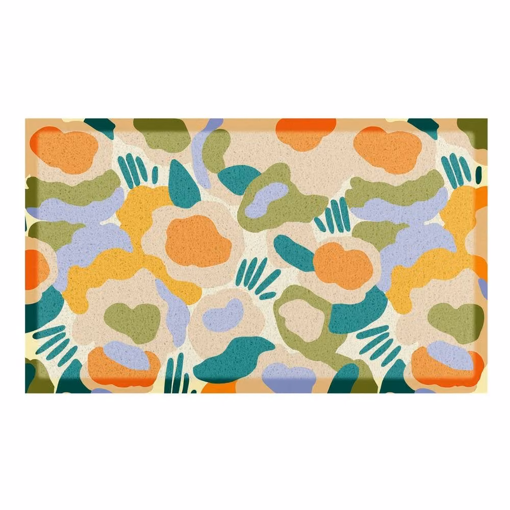 Artsy Mats Elizabeth Olwen Smudge Flowers Indoor/Outdoor Doormat, Green and Multicolour, W/D/H: 70 x 40 cm – 2