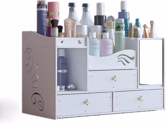 Havendro White Makeup Storage Box and Cosmetic Organiser with Drawers – 1