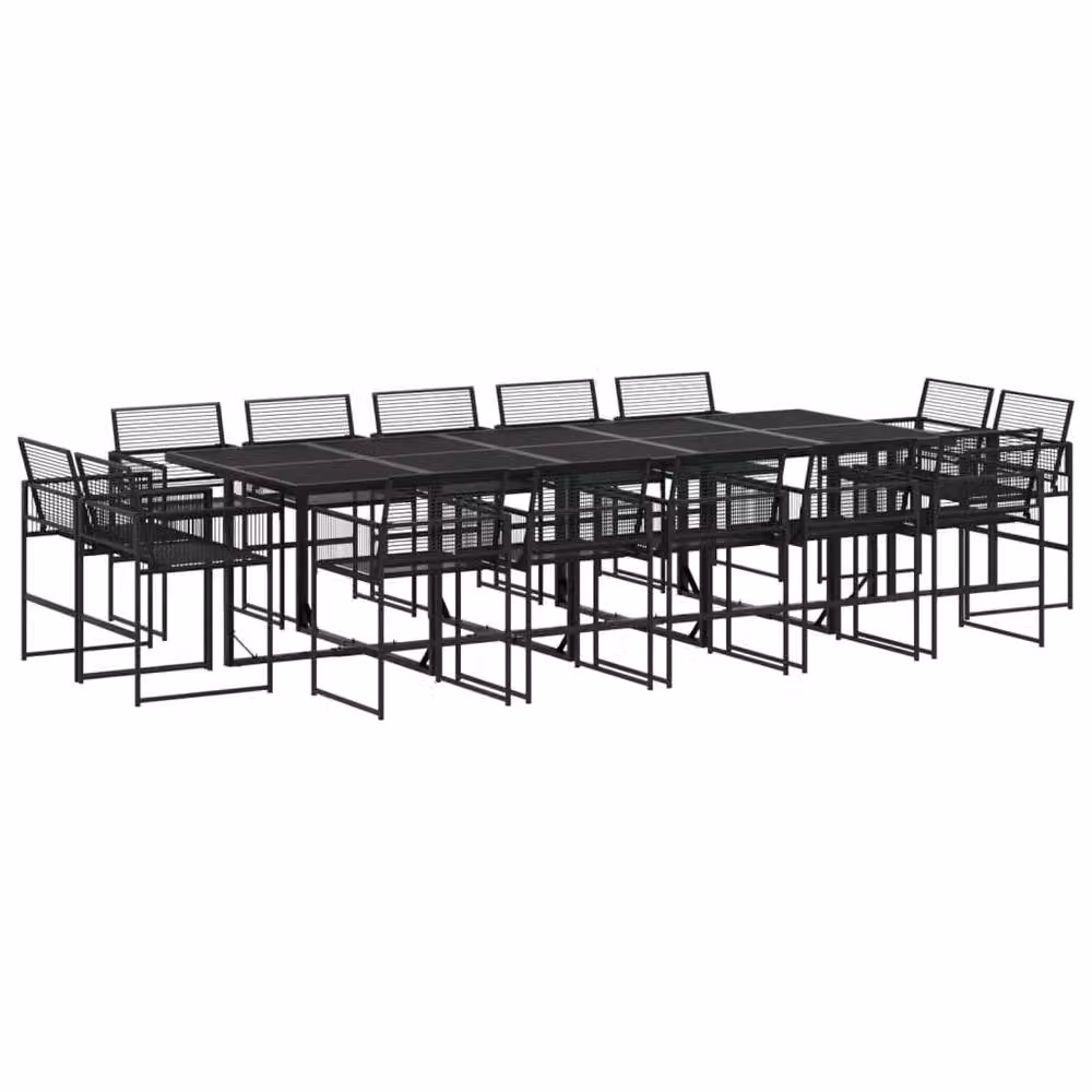 Berkfield Home Beautiful 15 Piece Black Poly Rattan Garden Dining Set – 2