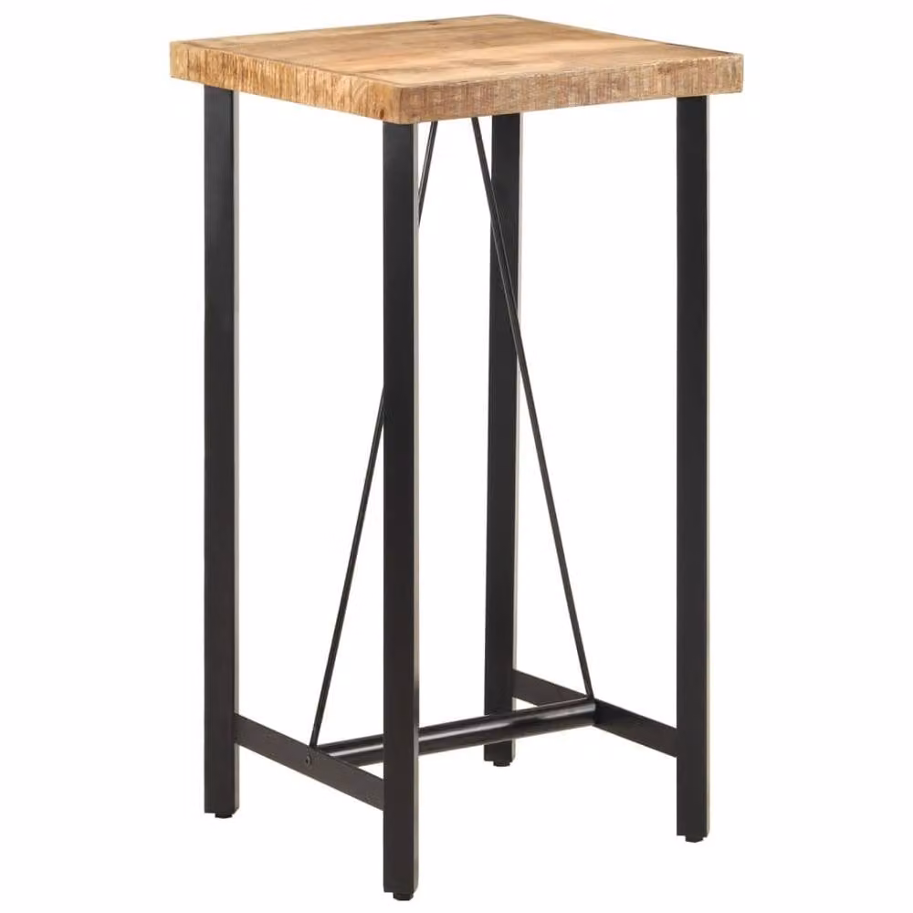 Berkfield Home Industrial Bar Table in Brown Solid Mango Wood and Iron, W/D/H: 55 x 55 x 107 cm – 2