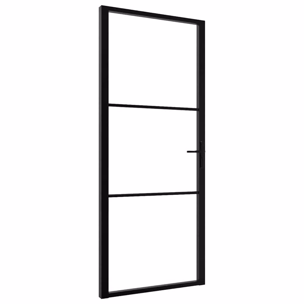 Berkfield ESG Glass and Aluminium Interior Door, Black, W: 93 cm, H: 201.5 cm – 3