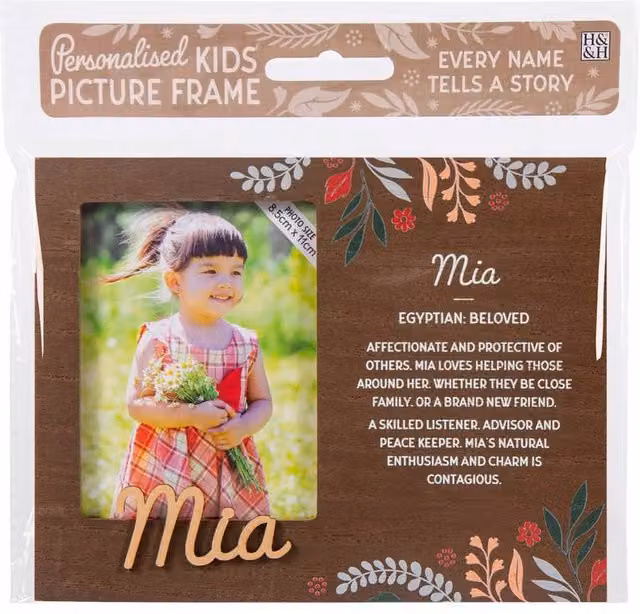 History & Heraldry Mia Pre-personalised Child's Picture Frame, Brown, W: 11 cm, H: 8.5 cm – 2