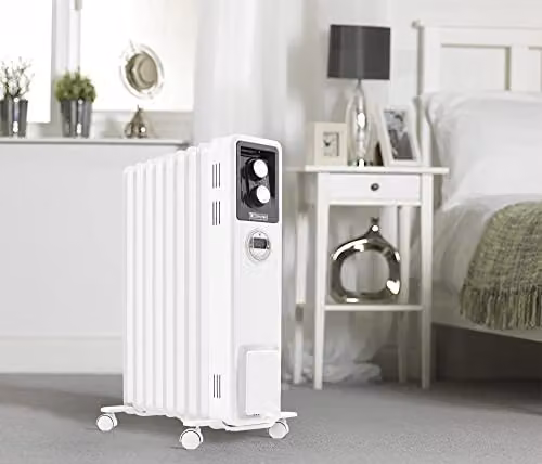 Dimplex ECR20TIE White and Grey Oil Free Portable Convector Radiator, 2kW Electric Heater with Timer and Thermostat – 2