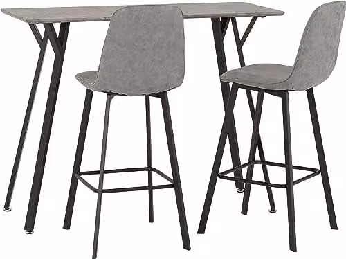 Seconique Quebec Industrial Bar Table and 2 Chair Set in Grey and Black Concrete Effect – 1