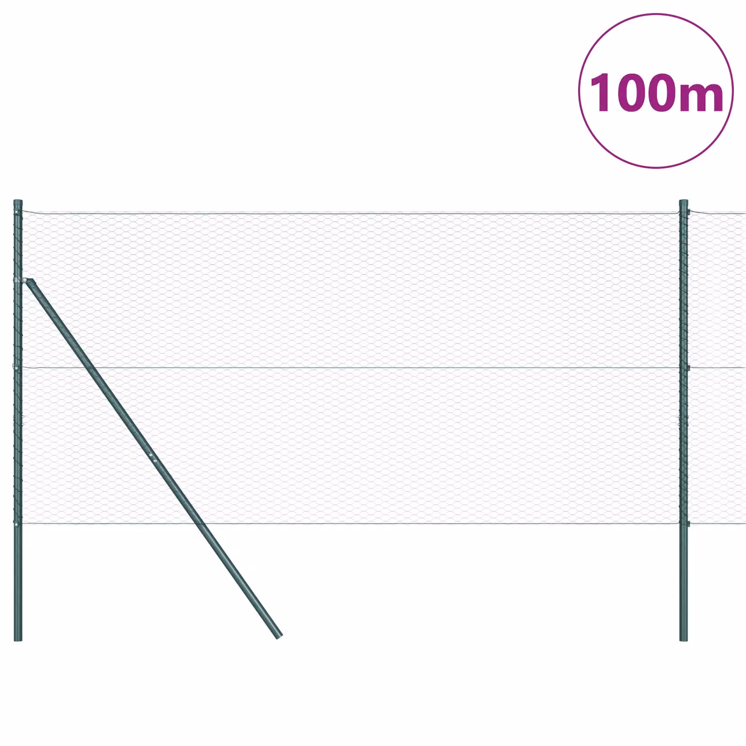 Berkfield Home Green Powder-Coated Steel Hexagon Fence, H: 1.5 m x W: 100 m – 1