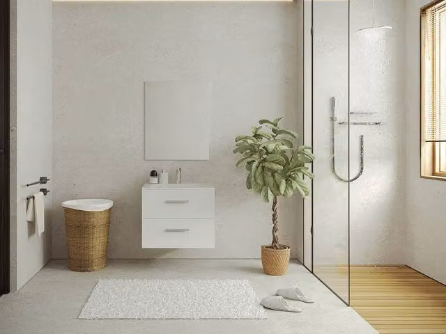 Vente-unique Wall-Mounted Bathroom Unit with Single Basin, White, W: 60 cm, D: 45 cm, H: 47 cm – 1