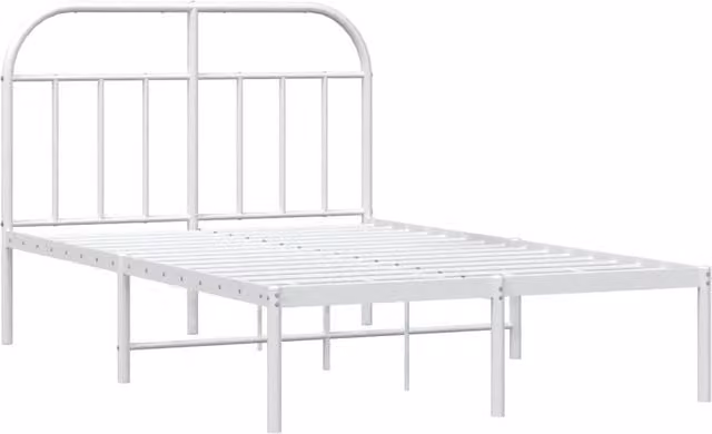 Berkfield Home Metal Bed Frame with Headboard in White, Small Double 120 x 190 cm