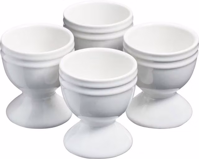 Cooks Professional White Ceramic Stoneware Egg Cups, 4 Pack