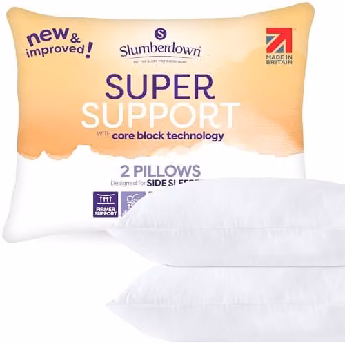 Slumberdown Super Support Firm Pillows, 2 Pack, White