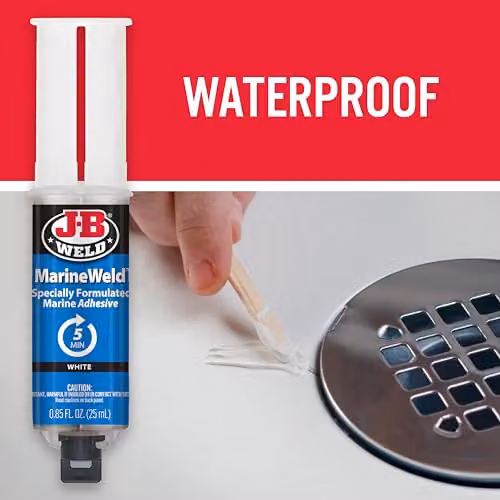 J-B Weld MarineWeld Waterproof Epoxy Adhesive, White, 25 ml – 2