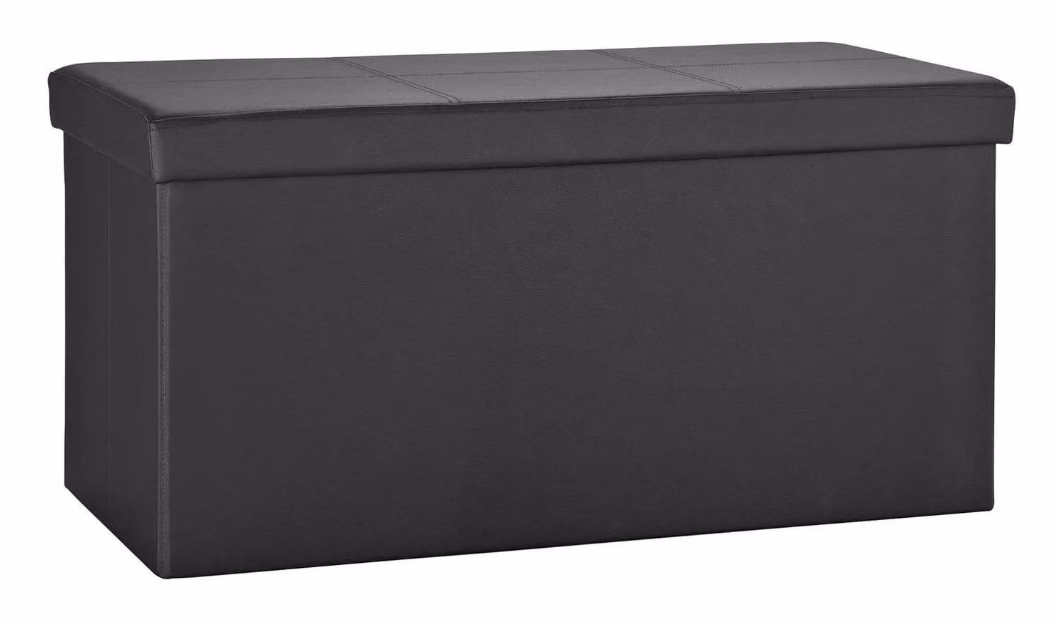 Cheap Furniture Warehouse Black Faux Leather Rectangular Storage Ottoman Footstool