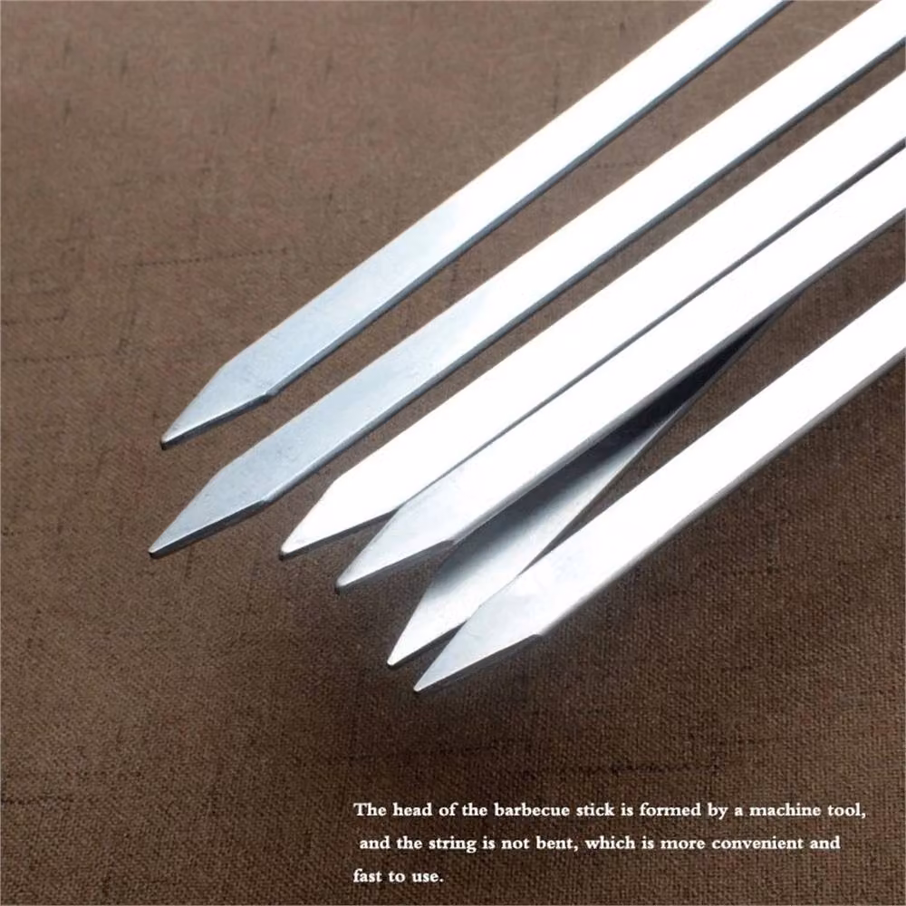 SPETLEK 12 Pack Stainless Steel BBQ Skewers with Wooden Handles in Silver, Length: 100 cm – 2
