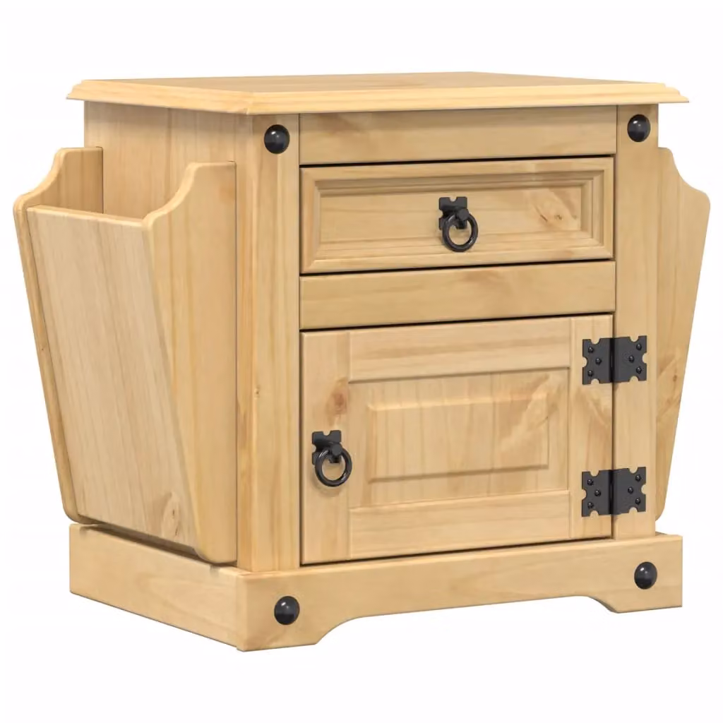 Berkfield Home Corona Bedside Cabinet in Brown Solid Pine Wood, W/D/H: 45 x 35 x 47.5 cm – 2