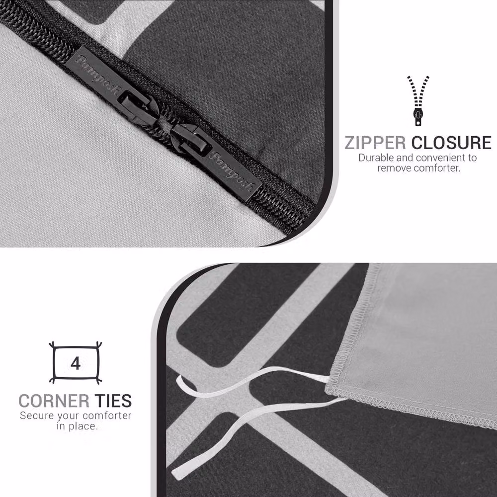 Grace Premium Microfibre Duvet Cover Set in Black, Single, 90 x 200 cm – 4