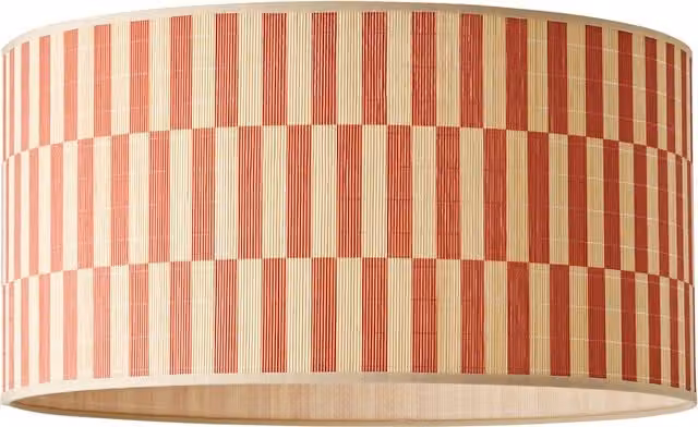 ValueLights Lori Large Orange Checkerboard Bamboo Drum Ceiling Lamp Shade and Bulb