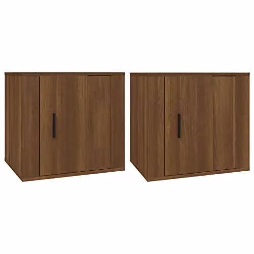 vidaXL Set of 2 Modern Bedside Cabinets in Brown Oak, W/D/H: 50 x 39 x 47 cm