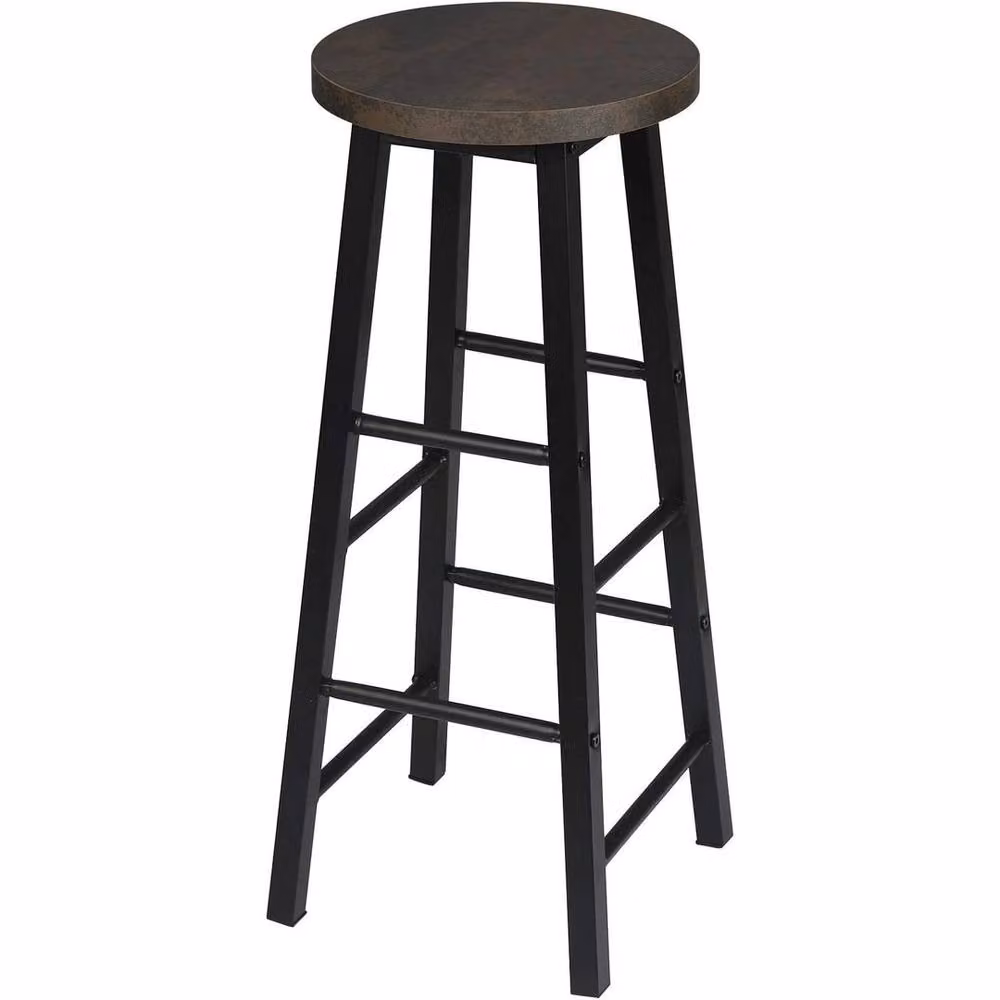 SPETLEK Set of 2 Industrial Bar Stools in Black and Rustic Black for Kitchen and Pubs – 2