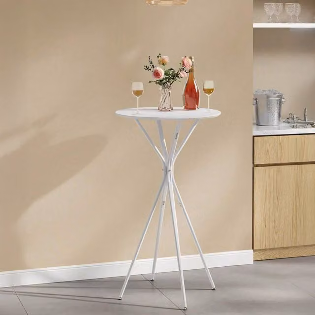 VASAGLE Round Cocktail Table in White