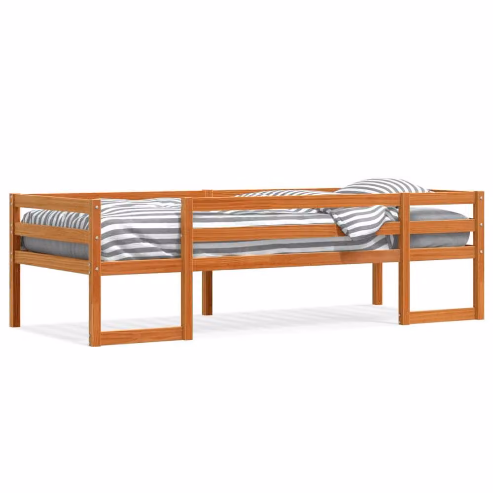 Berkfield Home Kids Single Bed Frame in Waxed Brown Solid Pine, W/D/H: 90 x 190 cm – 3