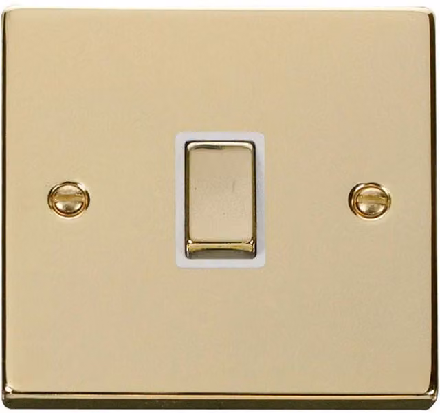 SE HOME Polished Brass and White 1 Gang 20A Ingot DP Surface Switch Plate