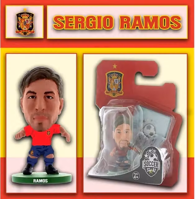 SoccerStarz Sergio Ramos Spain Home Kit Mini Figure, Red, 5 cm