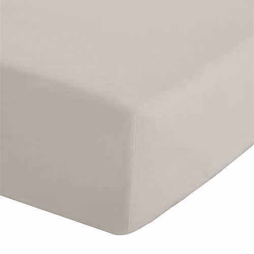 Catherine Lansfield Double Fitted Sheet in Cream, Easy Iron Percale Cotton, Depth: 35 cm, W/D/H: 140 x 200 cm